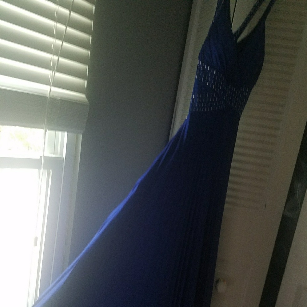 Royal blue pleated dress - Picture 2 of 4